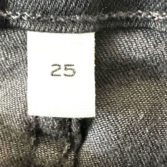 Frame Ali high rise cigarette black frayed hem jeans size 25 - Picture 10 of 13